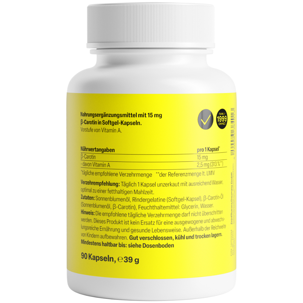 Zein PHARMA Beta-Carotin 15mg 90 St Weichkapseln