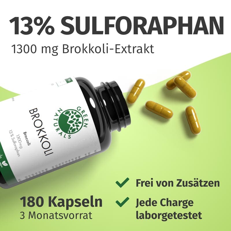 GREEN NATURALS BROKKOLI 1300 mg + 13% Sulforaphan 180 St Kapseln