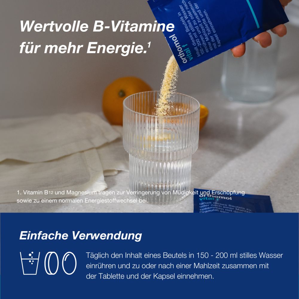 orthomol vital f - Mikronährstoffe für Frauen - mit B-Vitaminen, Omega-3 und Magnesium - Granulat