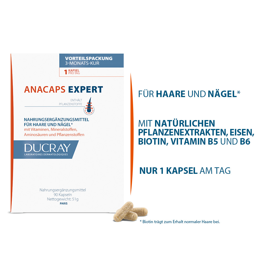 DUCRAY ANACAPS EXPERT NAHRUNGSERGÄNZUNG FÜR HAARE & NÄGEL 90 St Kapseln