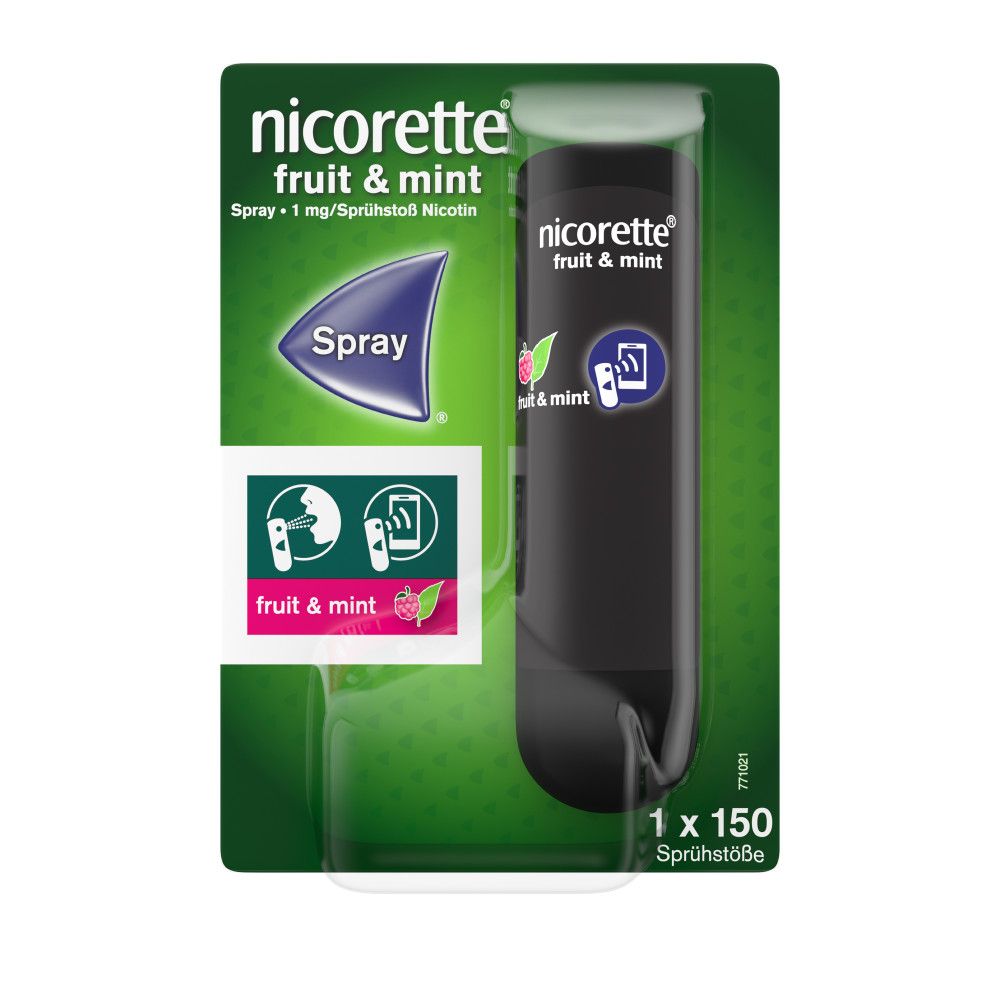nicorette fruit & mint Spray mit Nikotin, Verbindung mit Tracking-App mögl.