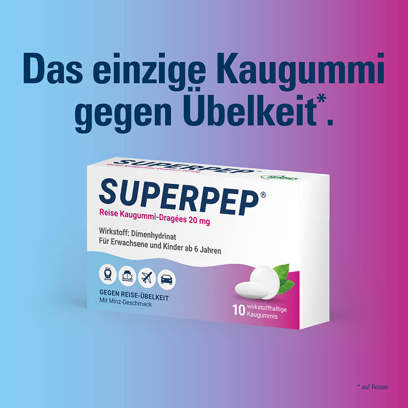 SUPERPEP Reise Kaugummi-Dragées 20 mg 20 St Kaugummi