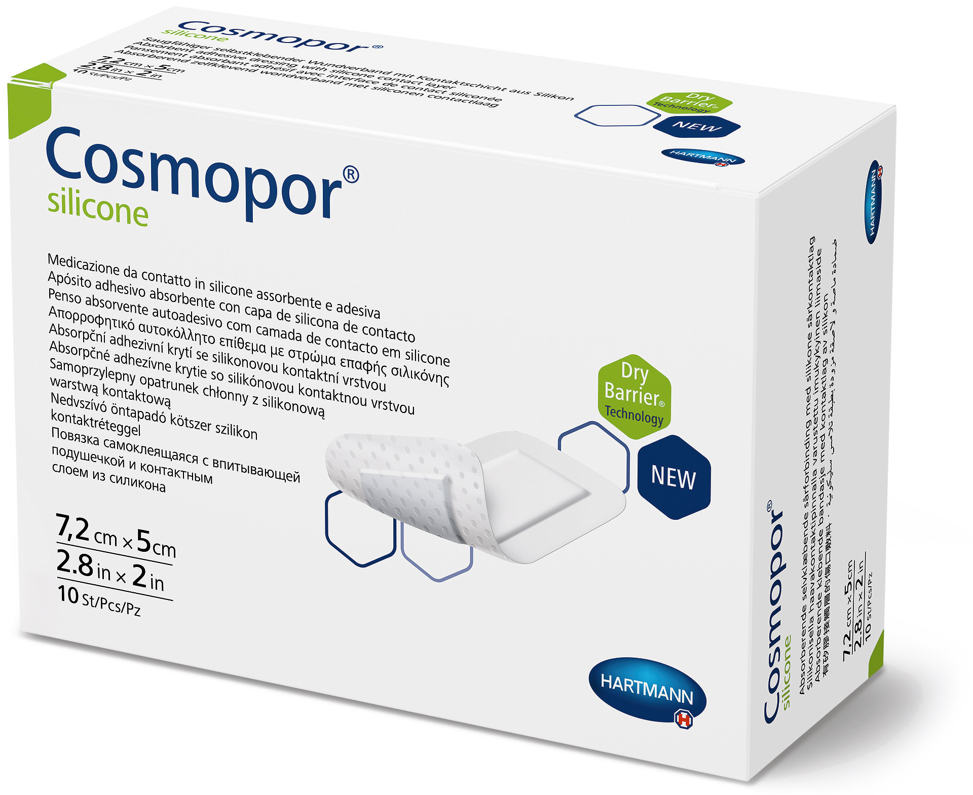 Cosmopor silicone 7,2cm x 5cm P10 10 St Verband