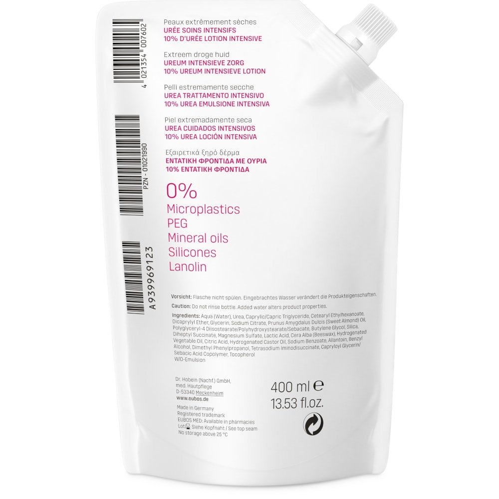Eubos Extrem trockene Haut UREA INTENSIVE CARE 10% Körperlotion Nachfüllbeutel 400 ml Lotion