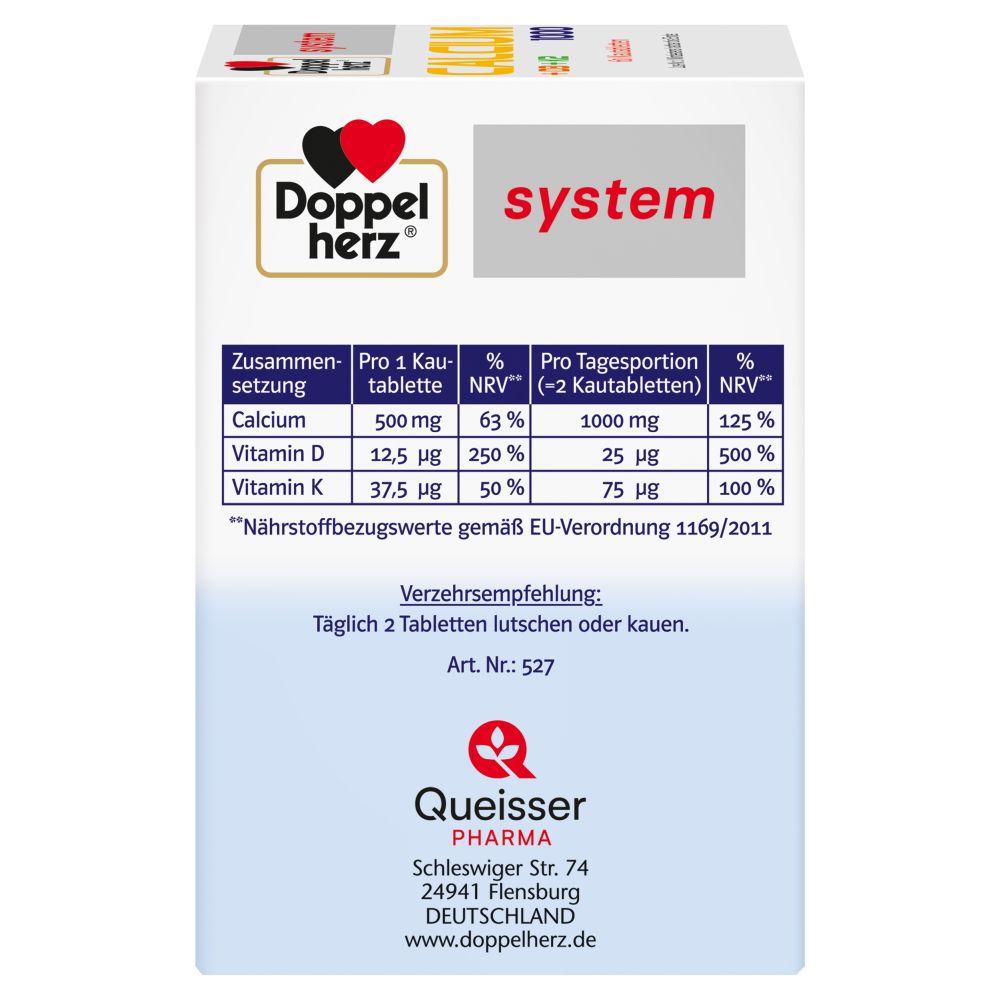 Doppelherz system CALCIUM 1000 + D3 + K2  60 St Kautabletten