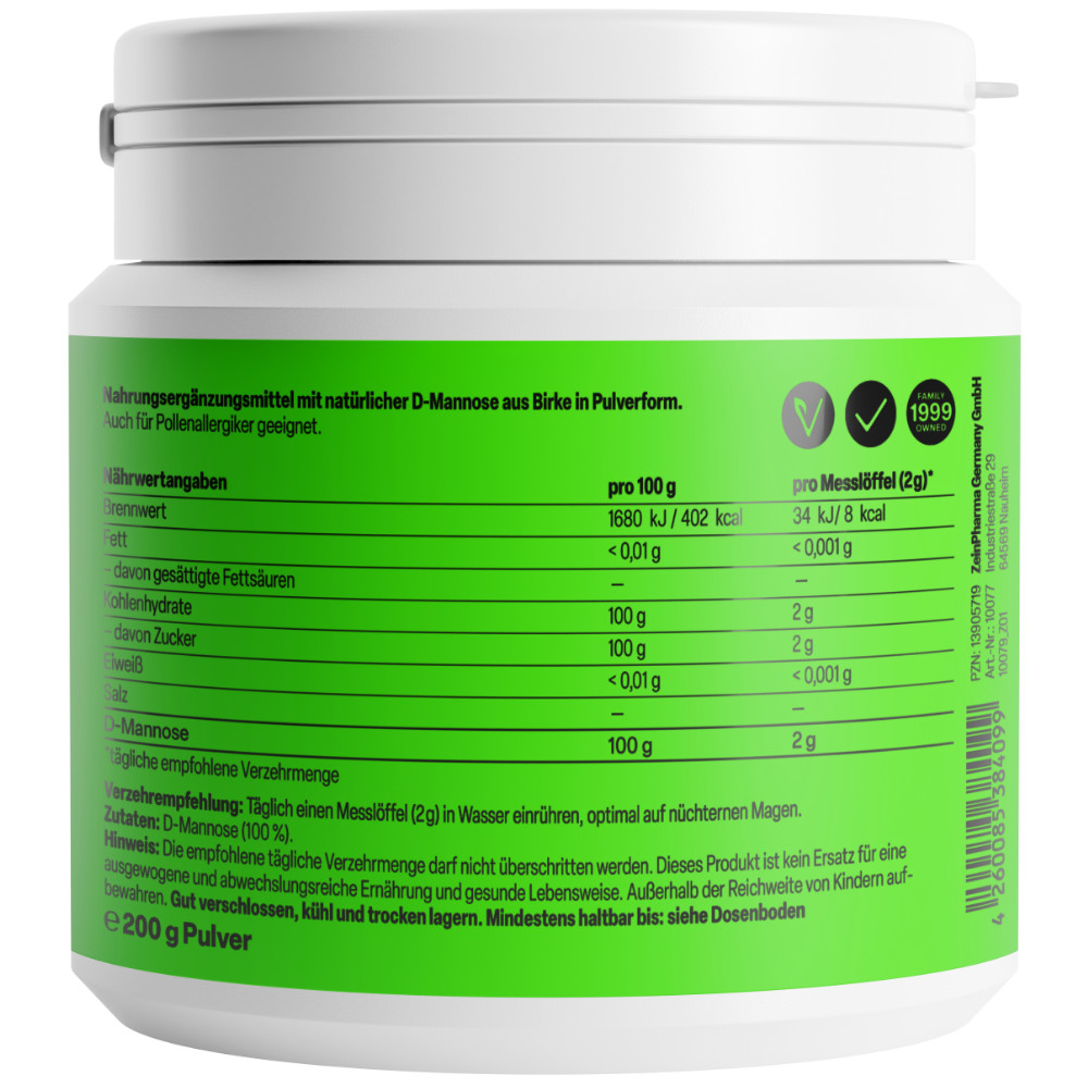 Zein PHARMA Natural D-Mannose Pulver 200 g Pulver