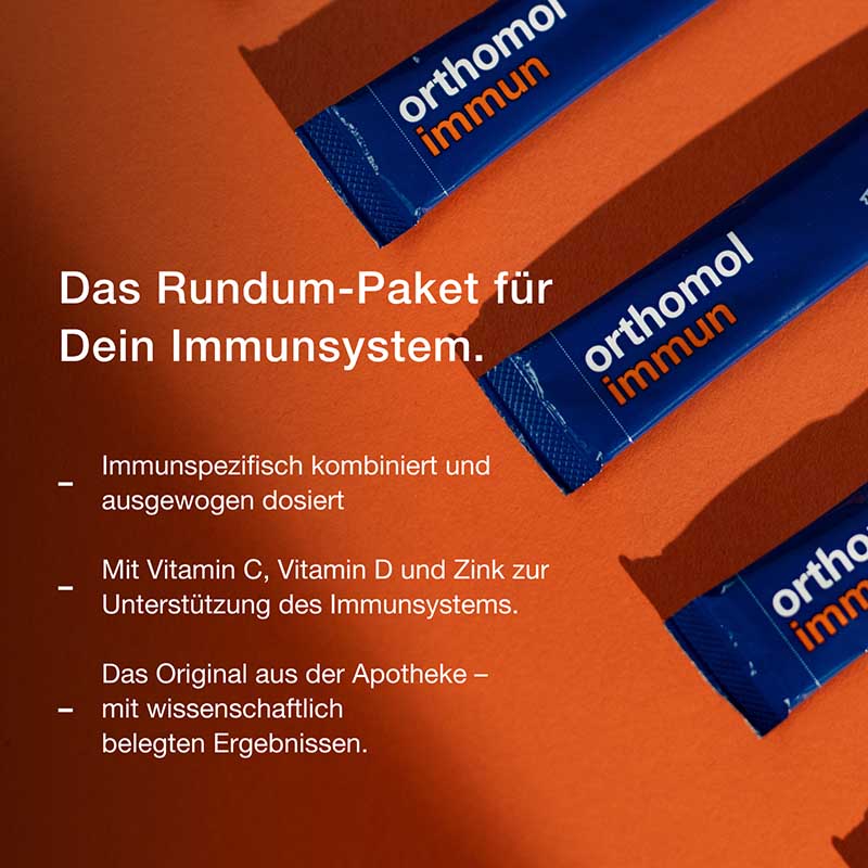 orthomol immun - Mikronährstoffe mit Vitamin C, Vitamin D und Zink - Direktgranulat Menthol-Himbeere