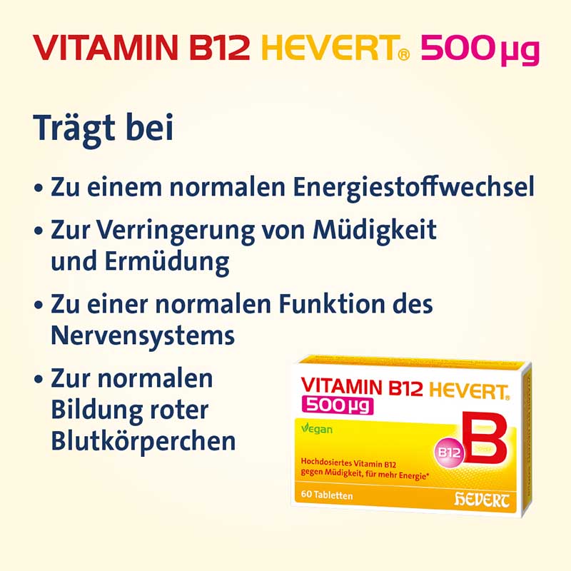 VITAMIN B12 HEVERT 500 Mikrogramm 60 St Tabletten