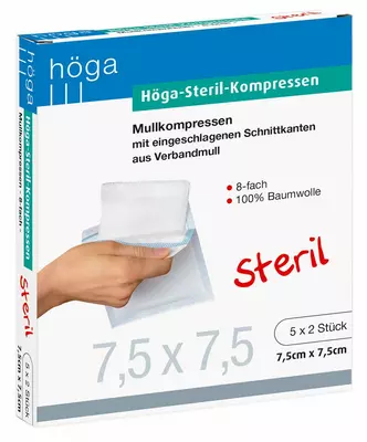 HÖGA STERIL Kompressen 7,5x7,5 cm 8fach 5X2 St Kompressen