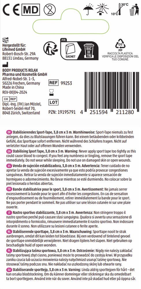 Lifemed Stabilisierendes Sport-Tape 3,8 cm x 3 m 1 St Verband