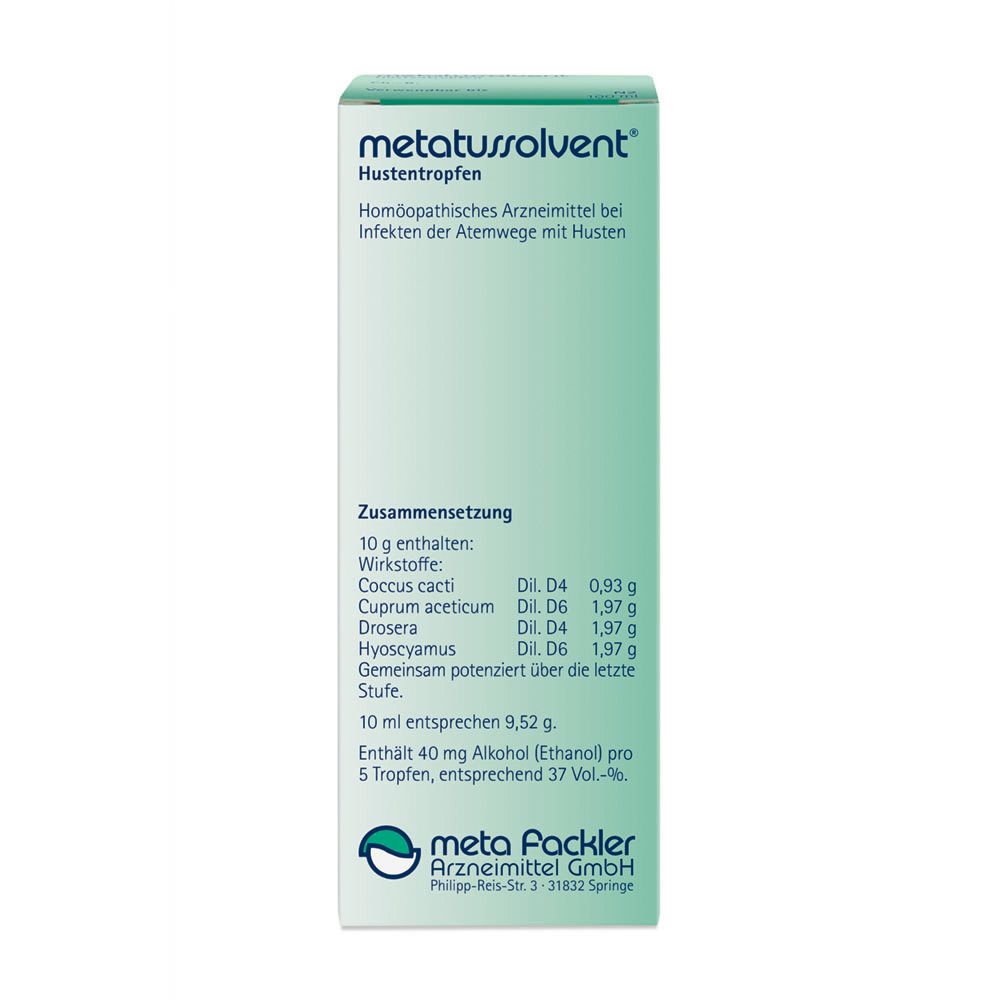 Metatussolvent Hustentropfen 100 ml Mischung