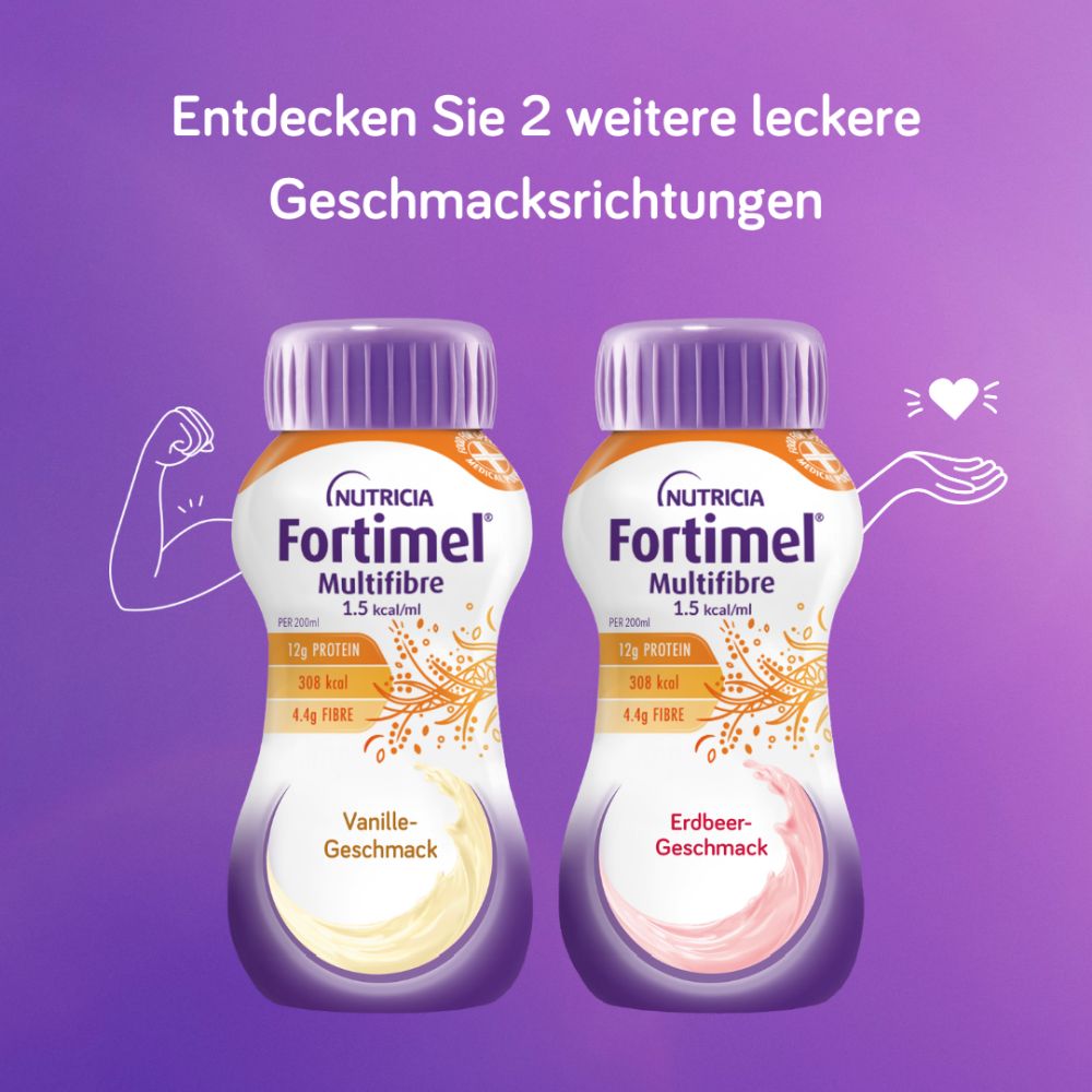 Fortimel Multifibre 1.5 kcal Schokoladengeschmack 4X200 ml Flüssigkeit