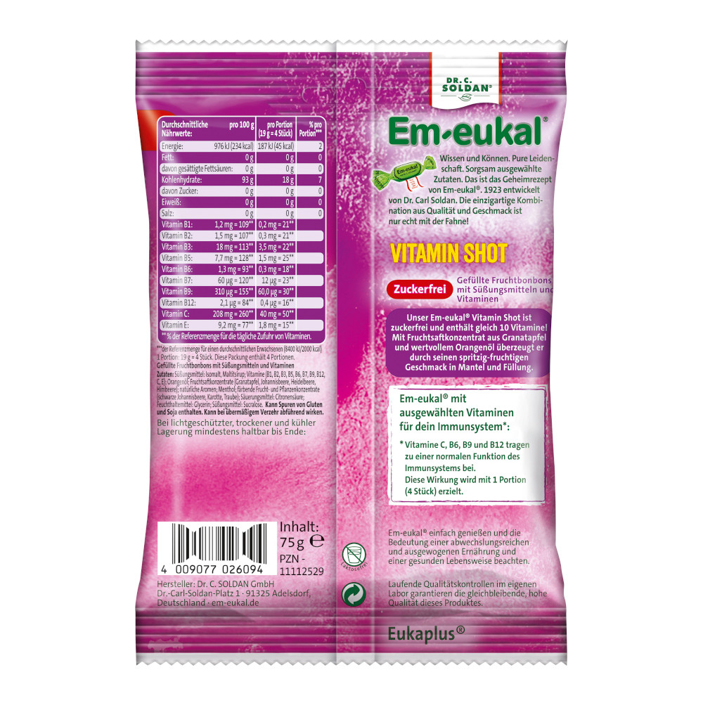 Em-eukal  VITAMIN SHOT gefüllt 75 g Bonbons