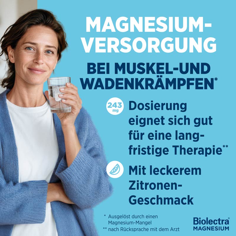 Biolectra MAGNESIUM 243mg FORTE Zitrone 20 St Brausetabletten