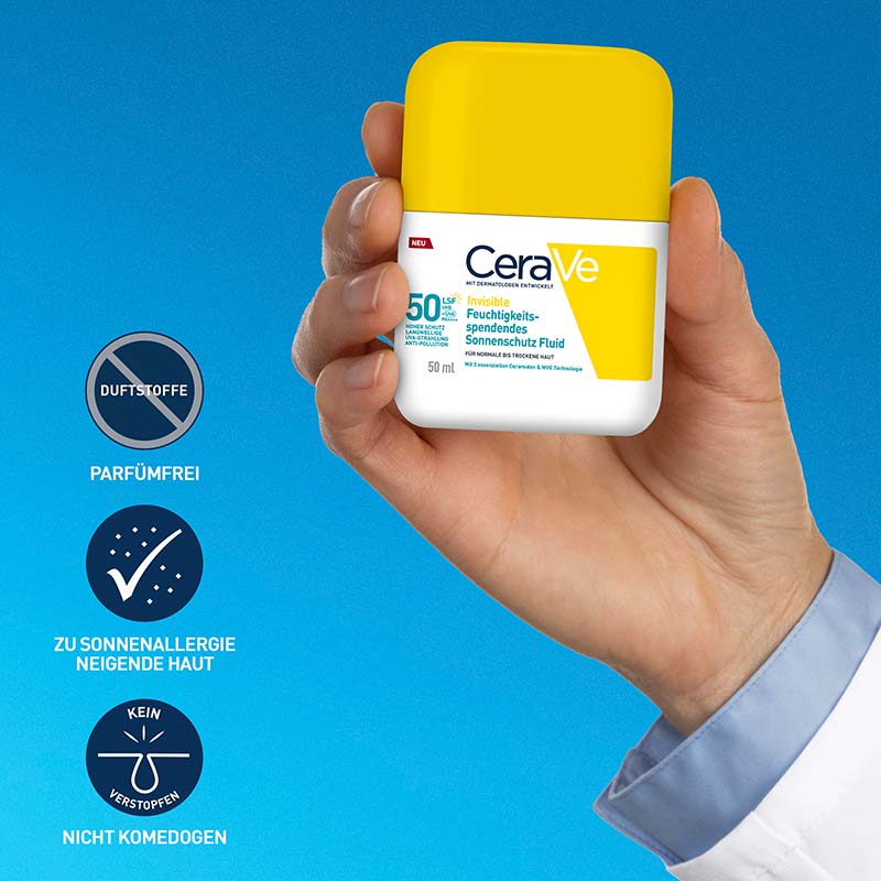 CeraVe Invisible Feuchtigkeitsspendendes Sonnenschutz Fluid LSF 50 50 ml Flüssigkeit