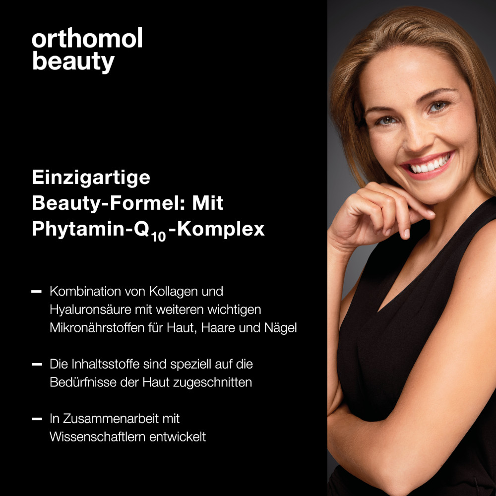 orthomol beauty für Frauen - mit Hyaluronsäure, Kollagen und Coenzym Q10 - Nachfüllpackung mit Trinkampullen