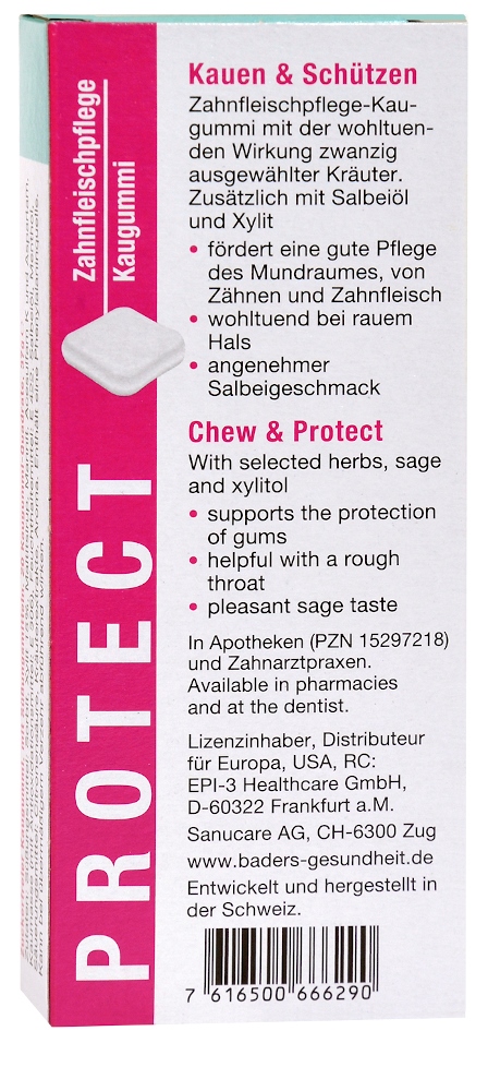 BADERS PROTECT Zahnfleischpflege Kaugummi 20 St Kaugummi