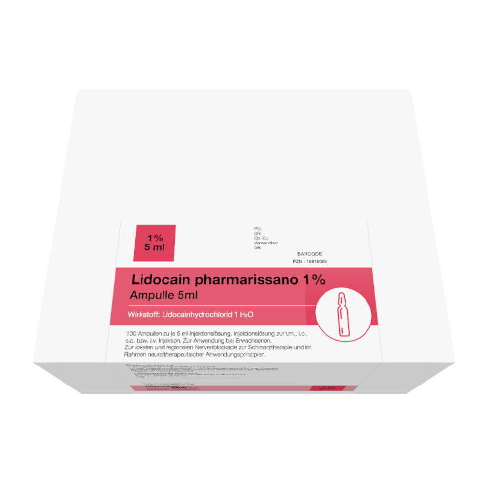 Lidocain pharmarissano 1% Ampulle 5ml 100X5 ml Injektionslösung