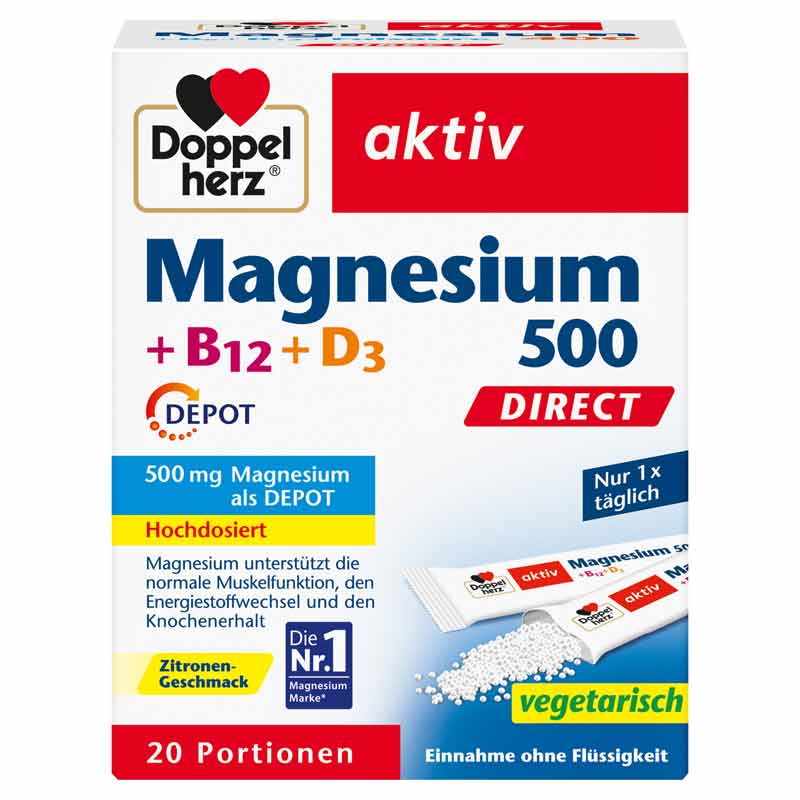 Doppelherz aktiv Magnesium + B12 + D3 DIRECT 20 St Pellets