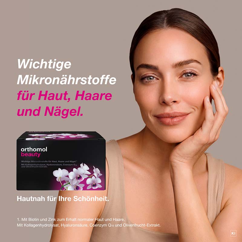 orthomol beauty für Frauen - mit Hyaluronsäure, Kollagen und Coenzym Q10 - Nachfüllpackung mit Trinkampullen