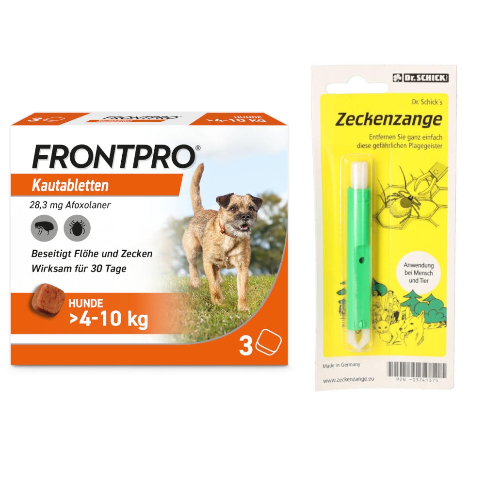 FRONTPRO Hunde 4-10 kg + Zeckenzange Set 1 St Sparset