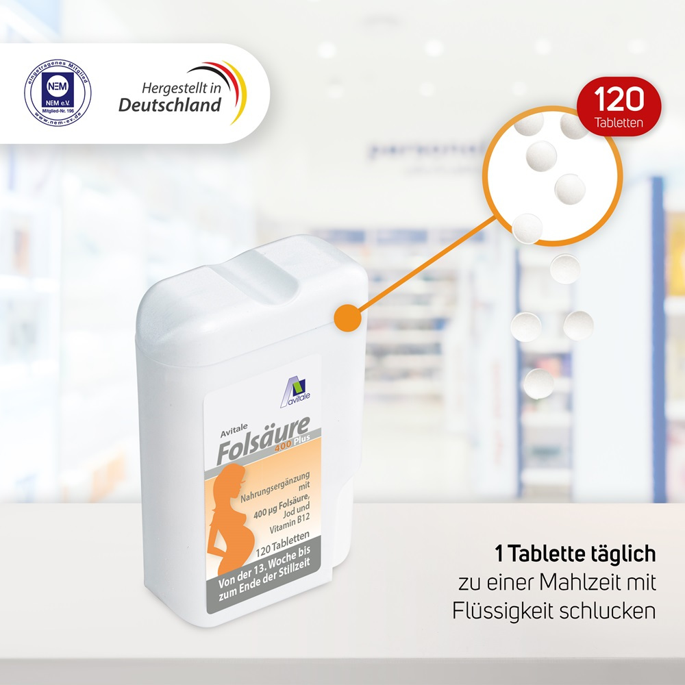 Avitale Folsäure 400 Plus 120 St Tabletten