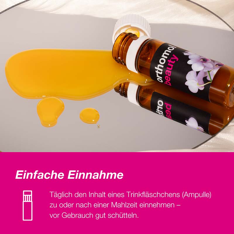 orthomol beauty für Frauen - mit Hyaluronsäure, Kollagen und Coenzym Q10 - Beauty-Box mit Trinkampullen