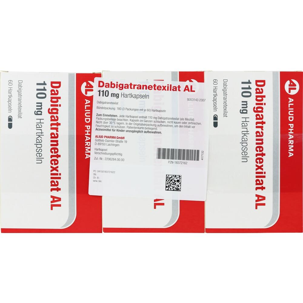 Dabigatranetexil AL 110 mg 180 St Hartkapseln
