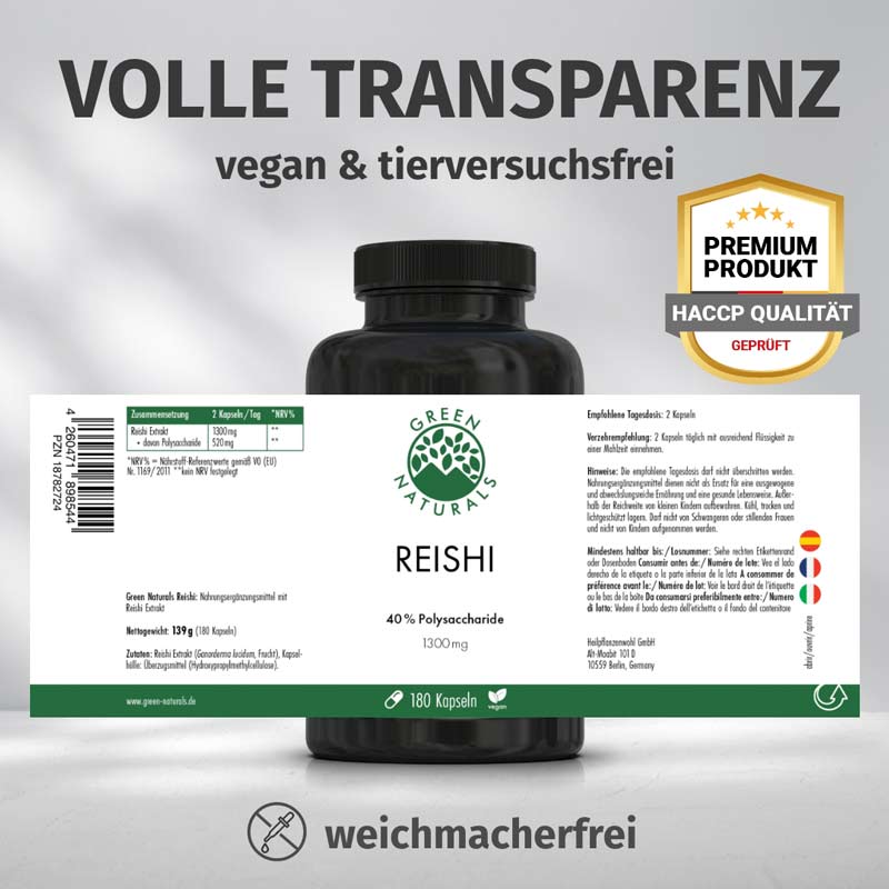 GREEN NATURALS Reishi 180 St Kapseln