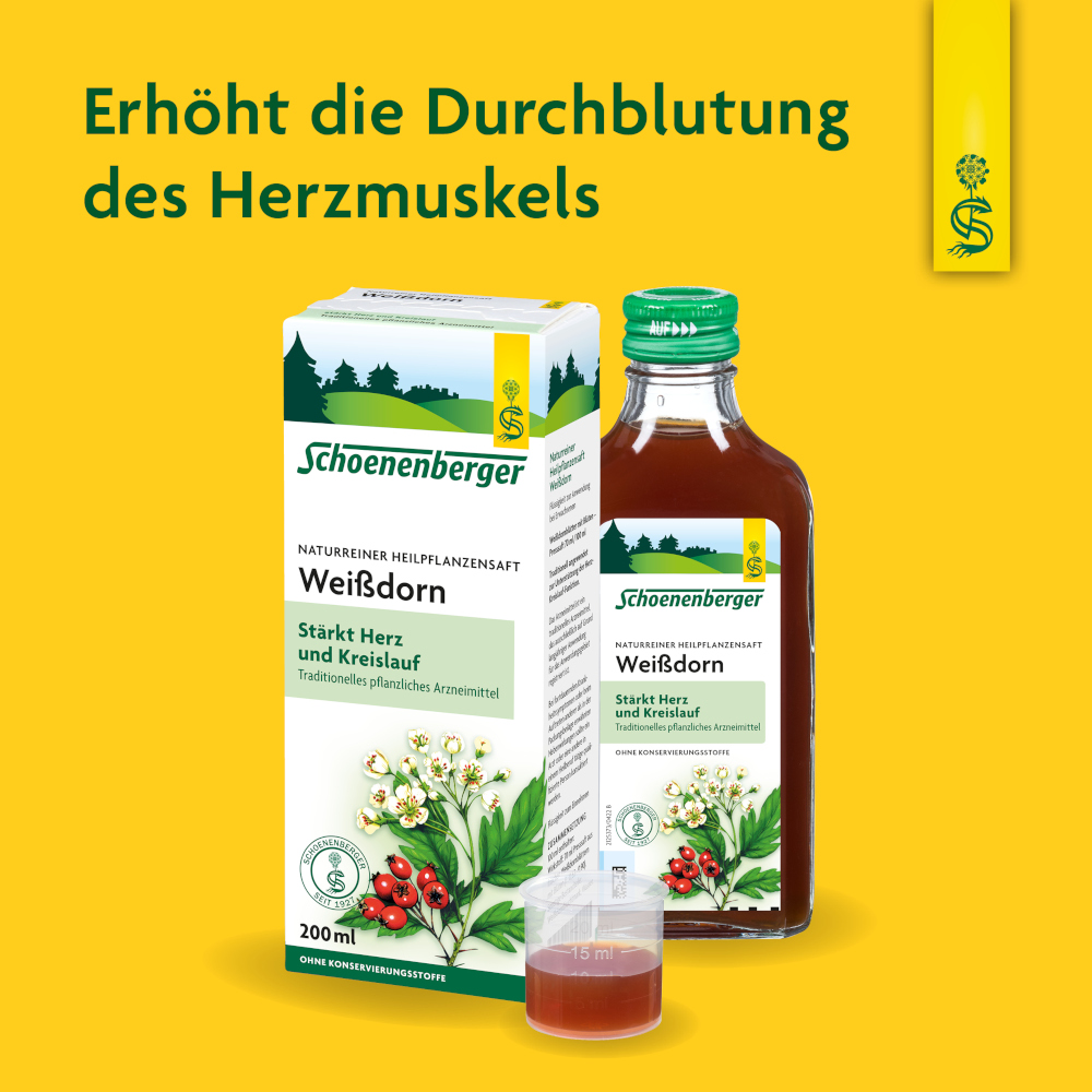 Schoenenberger Weißdorn Naturreiner Heilpflanzensaft  3X200 ml Flüssigkeit