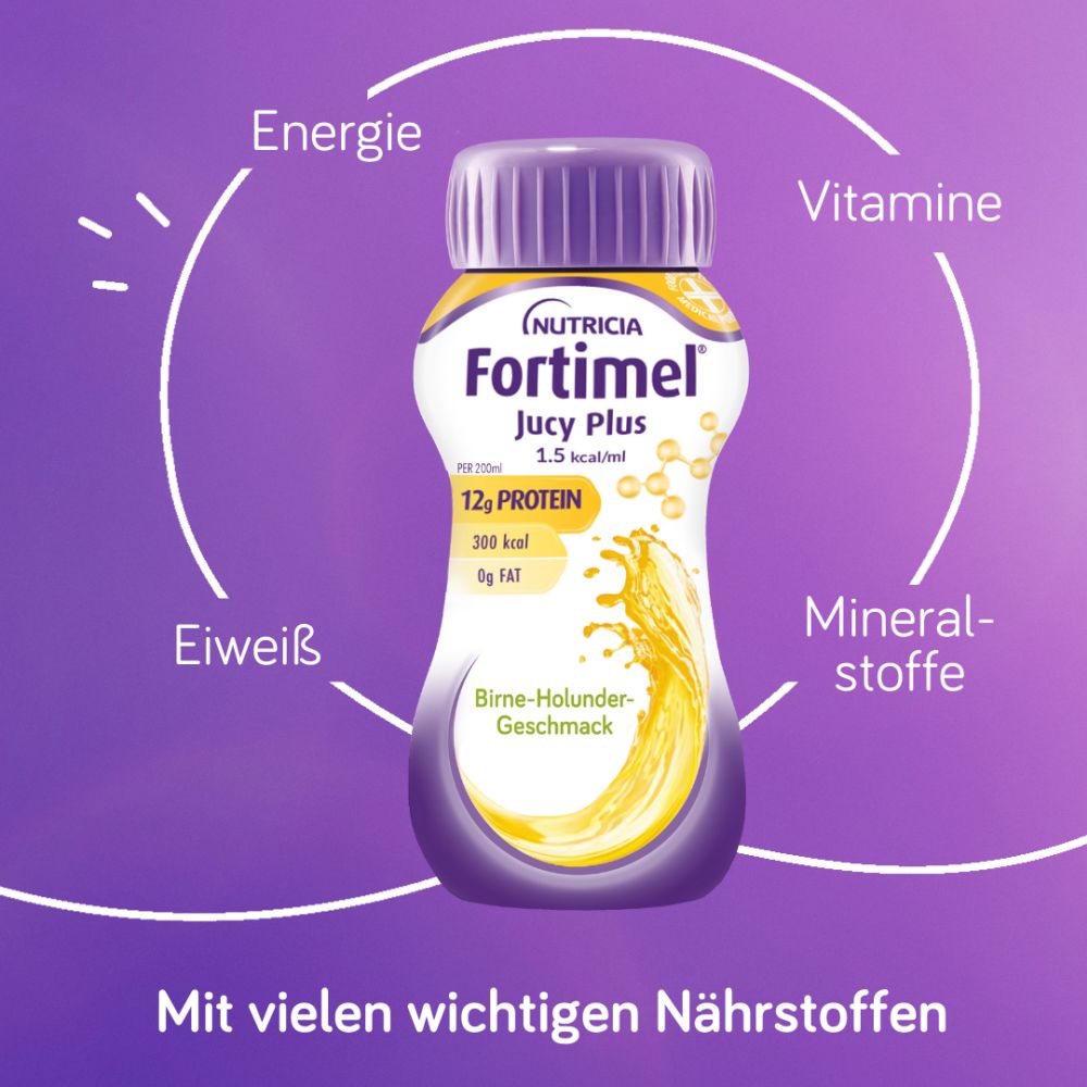 Fortimel Jucy Plus Birne-Holunder-Geschmack 32X200 ml Flüssigkeit