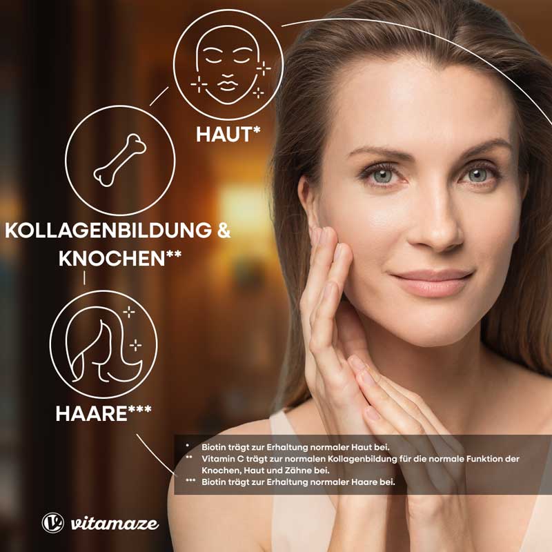 vitamaze KOLLAGEN PULVER + Biotin + Vitamin C 480 g Pulver