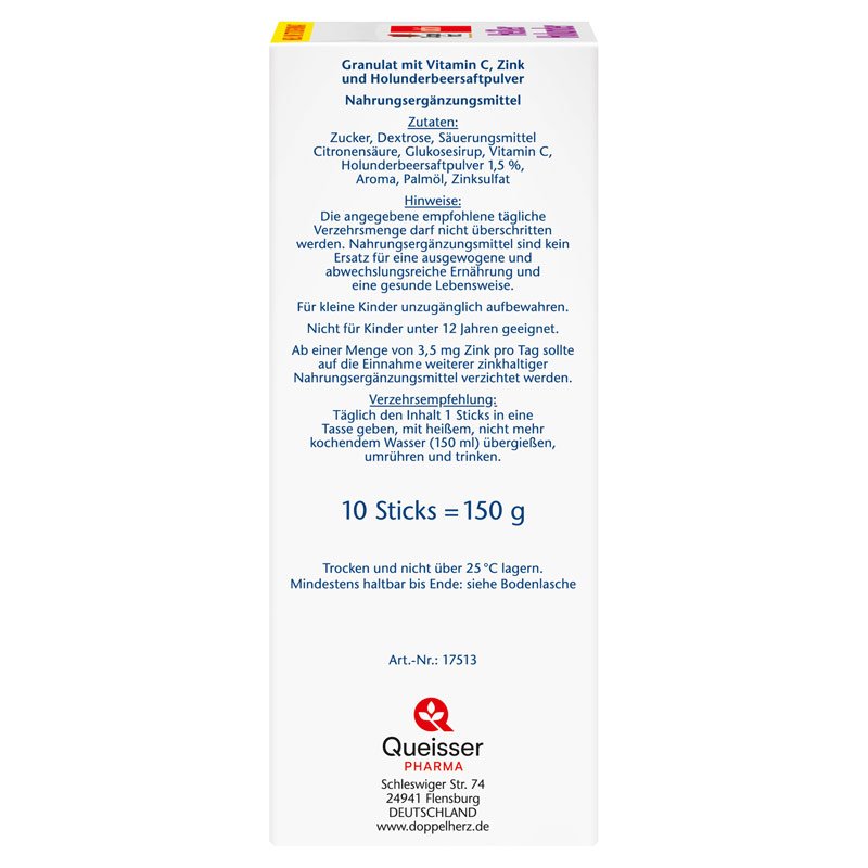 Doppelherz aktiv Heißer Holunder mit Vitamin C + Zink  10 St Granulat