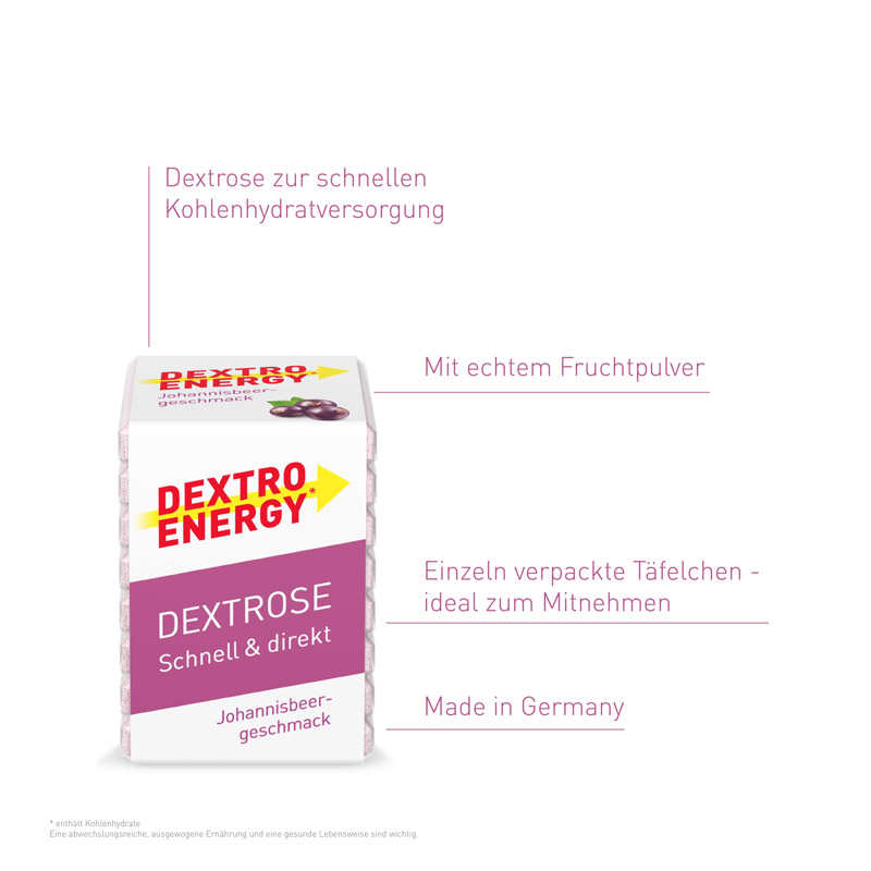 DEXTRO ENERGY DEXTROSE Schnell & direkt Johannisbeergeschmack 1 St Würfel