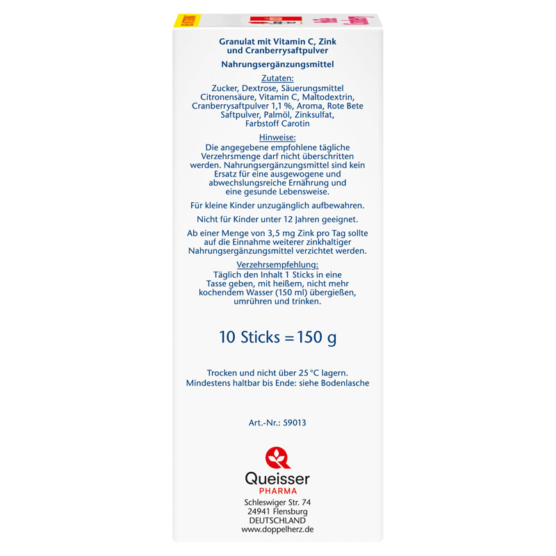 Doppelherz aktiv Heiße Cranberry mit Vitamin C + Zink 10 St Granulat