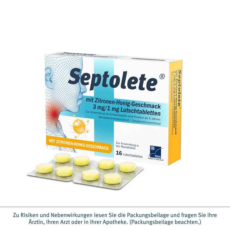 Septolete mit Zitronen-Honig-Geschmack 3 mg/1 mg 16 St Lutschtabletten