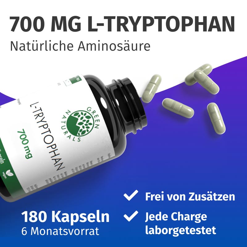 Green Naturals L-Tryptophan 700 mg hochdosiert vegan 180 St Kapseln