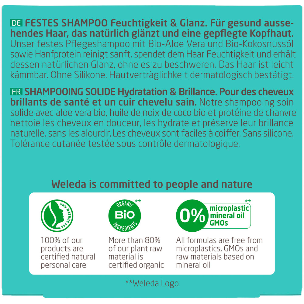 WELEDA FESTES SHAMPOO FEUCHTIGKEIT & GLANZ 50 g Shampoo