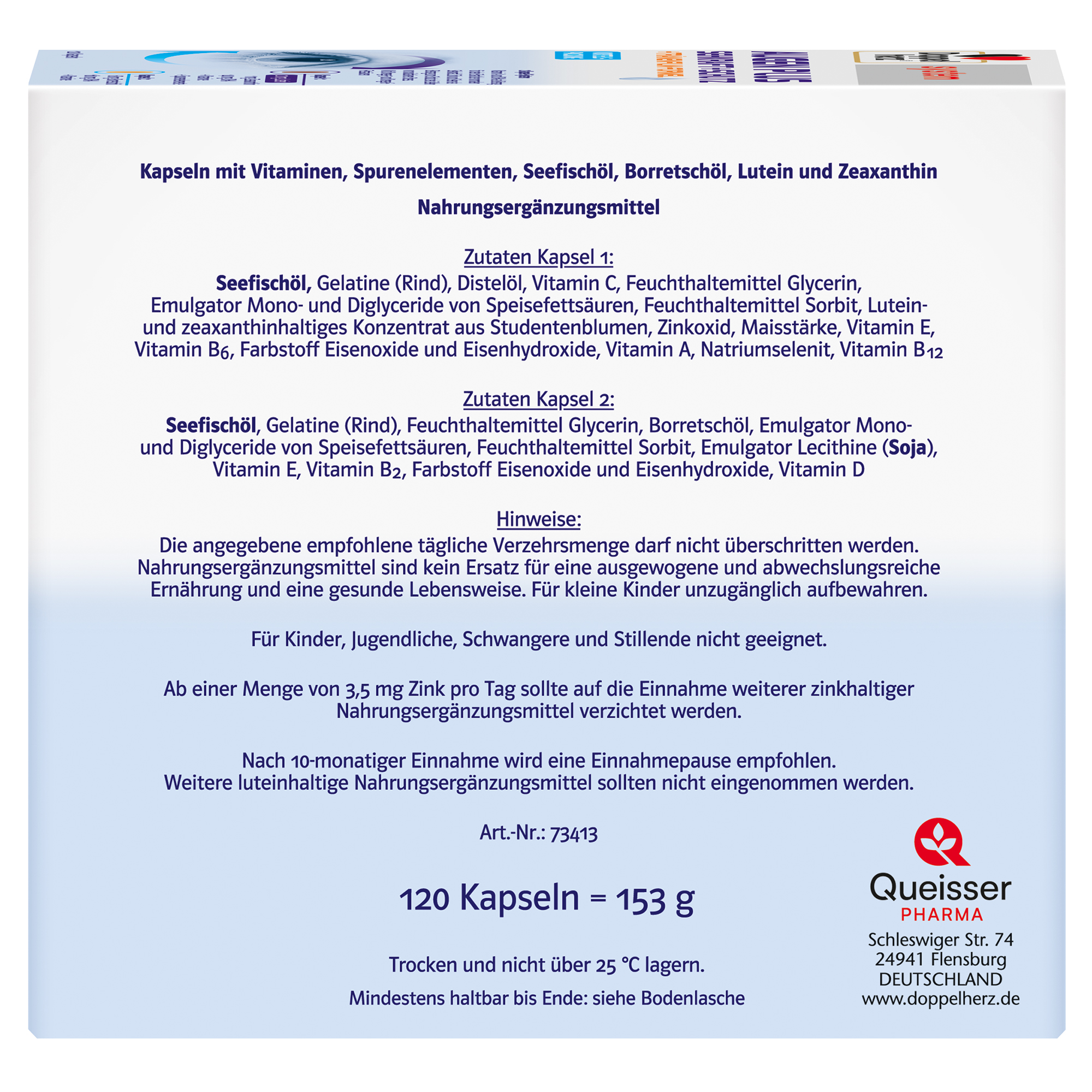 Doppelherz system AUGEN PLUS SEHKRAFT+SCHUTZ+TRÄNENFILM-FORMEL 120 St Kapseln