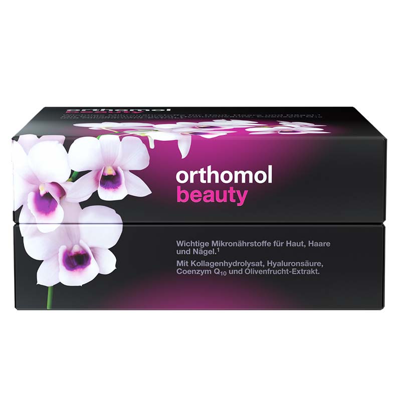 orthomol beauty für Frauen - mit Hyaluronsäure, Kollagen und Coenzym Q10 - Beauty-Box mit Trinkampullen