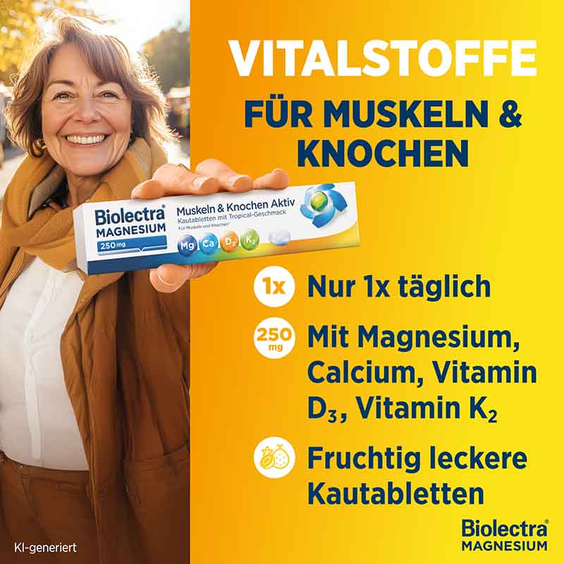 Biolectra MAGNESIUM Muskeln & Knochen Aktiv  30 St Kautabletten