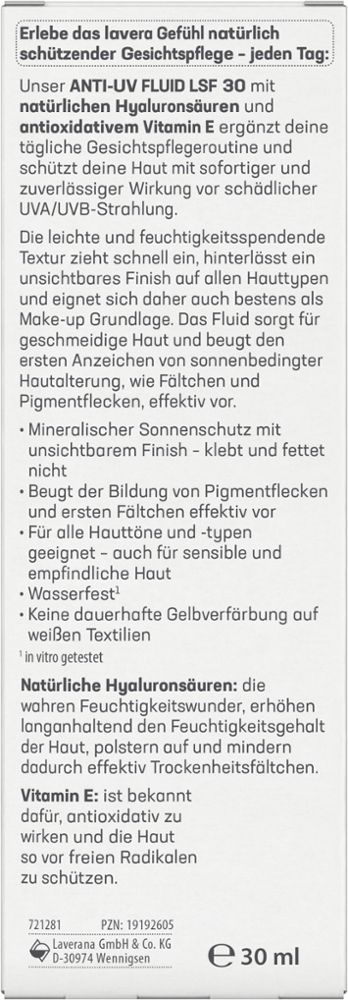 lavera ANTI-UV FLUID LSF 30 30 ml Elixier