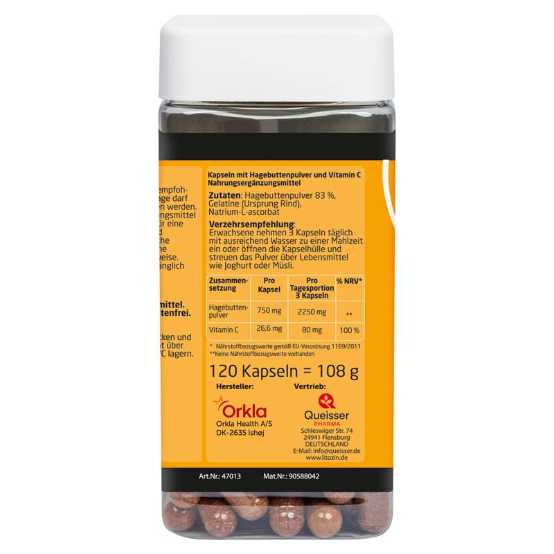 LITOZIN Ultra HAGEBUTTENPULVER MIT VITAMIN C  120 St Kapseln