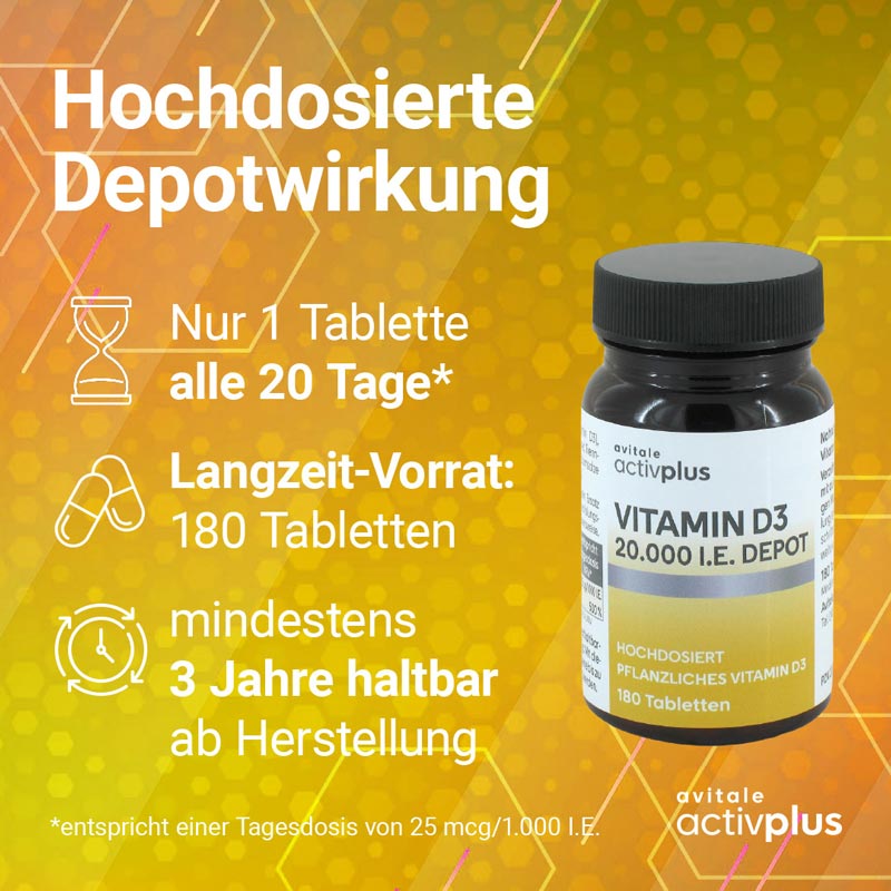 avitale activplus VITAMIN D3 20.000 I.E. DEPOT 180 St Tabletten