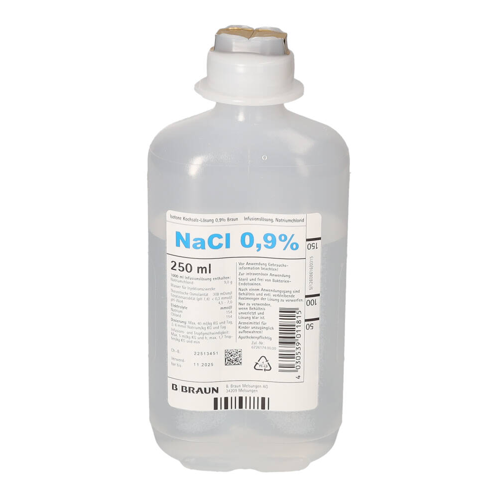 Isotone Kochsalzlösung 0,9% Braun Ecoflac Plus 1X250 ml Infusionslösung