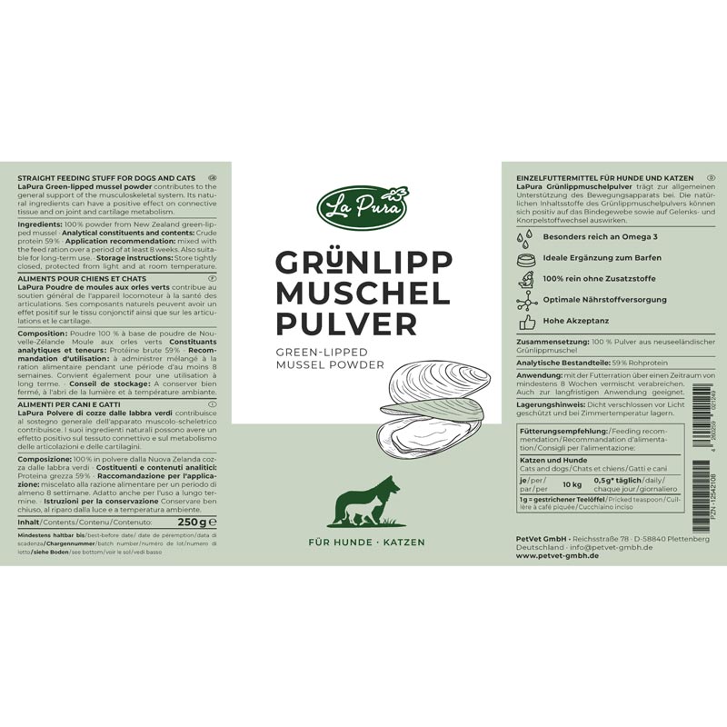 LaPura Grünlippmuschelpulver  250 g Pulver