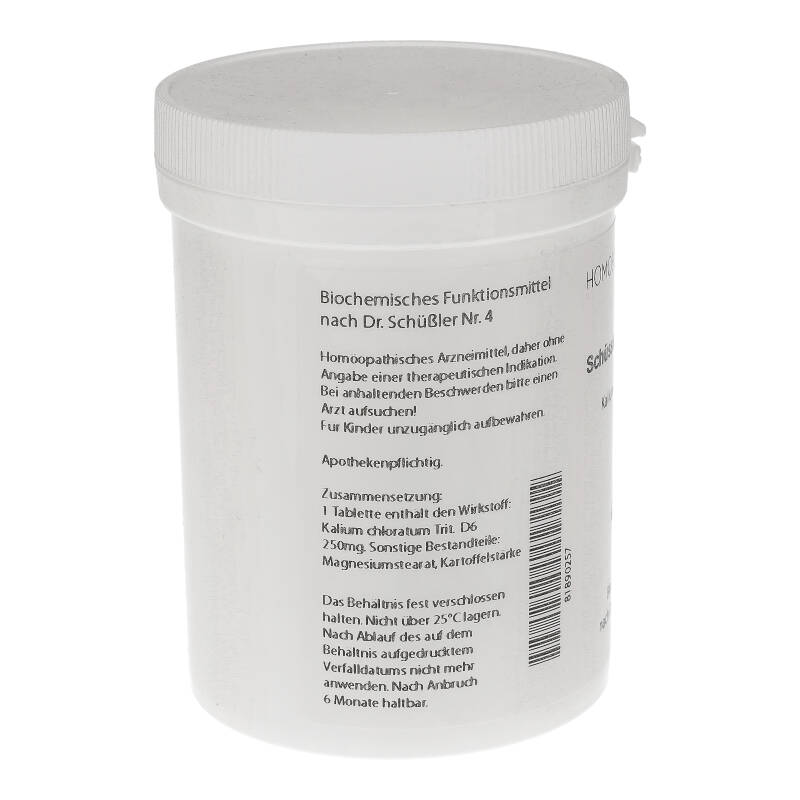 HOMOEOPATHIEFUCHS Schüssler-Salz Nummer 4 Kalium chloratum D6 Biochemie 1000 St Tabletten