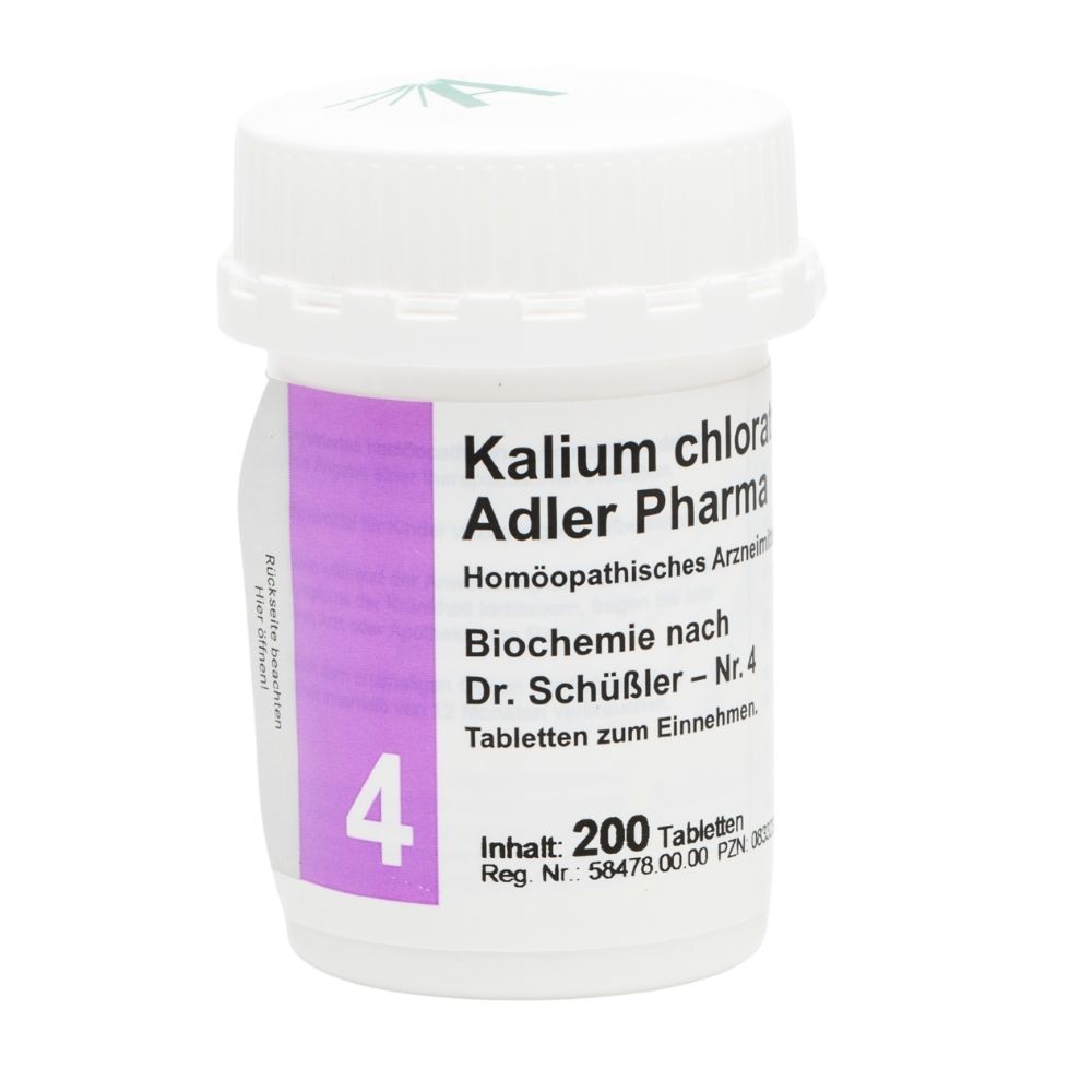 Kalium chloratum D6 Adler Pharma Biochemie nach Dr. Schüßler Nr.4 , Tablette 200 St Tabletten