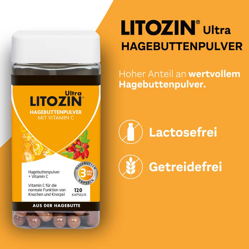 LITOZIN Ultra HAGEBUTTENPULVER MIT VITAMIN C  120 St Kapseln