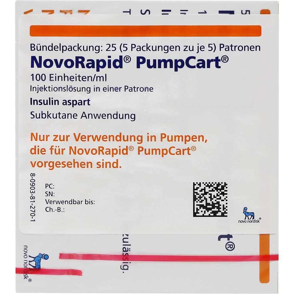 NovoRapid PumpCart 100 Einheiten/ml 1,6ml 5X5X1.6 ml Injektionslösung